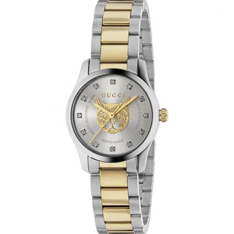 small two tone gucci watches for women|Gucci ladies cat watch.